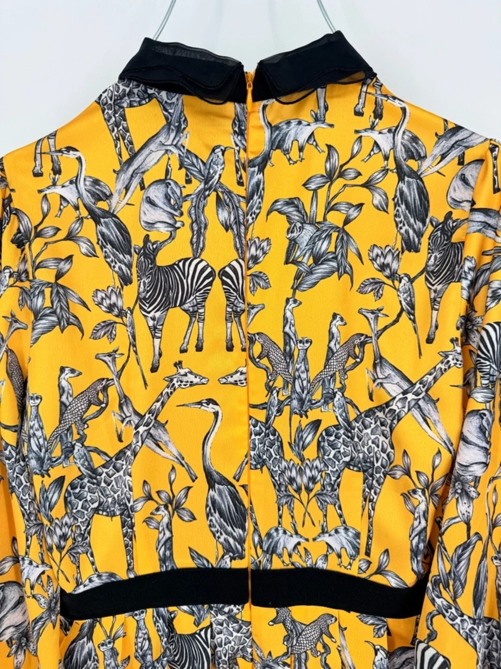 Retro Yellow Animal Safari Midi Dress Beaded Medium WhimsiGoth Academia THE MOON - Picture 9 of 16
